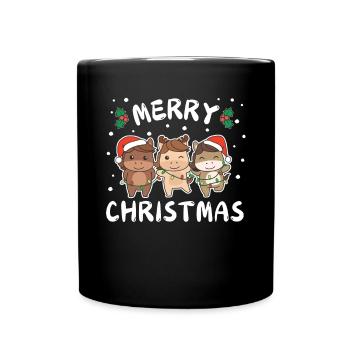 Joyeux Noël Cheval mignon Chevaux de Noël - Mug uni - noir - Devant