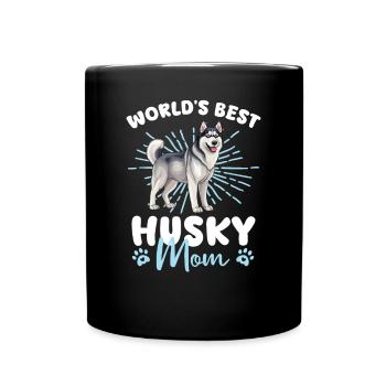 Husky de Sibérie Groovy Husky Mom - Mug uni - noir - Devant