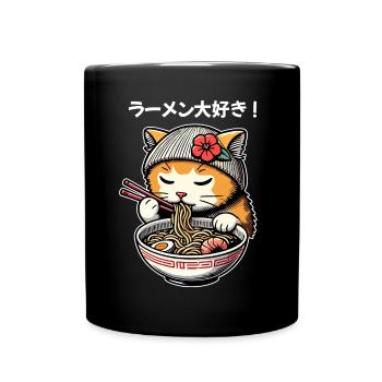 J’adore les ramen - Funny Cat Design - Mug uni - noir - Devant