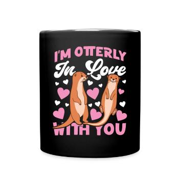 Loutre Jeu de mots Saint-Valentin Je suis - Mug uni - noir - Devant