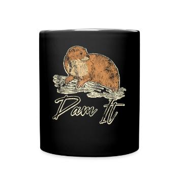 Otter Pun Dam It - Full Colour Mug - black - Front