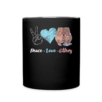 Otter Peace Love Otters - Tasse einfarbig - Schwarz - Vorne
