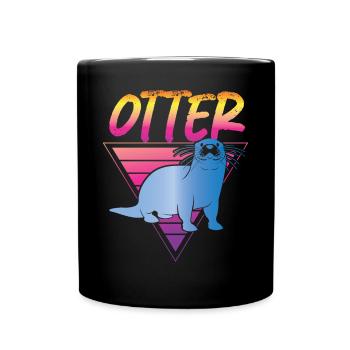Otter 80s 90s Retro Vintage Otters - Full Colour Mug - black - Front