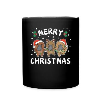 Merry Christmas Cute Platypus - Full Colour Mug - black - Front
