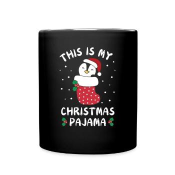 Das Ist Mein Weihnachtspyjama, Süßes Pinguin - Tasse einfarbig - Schwarz - Vorne