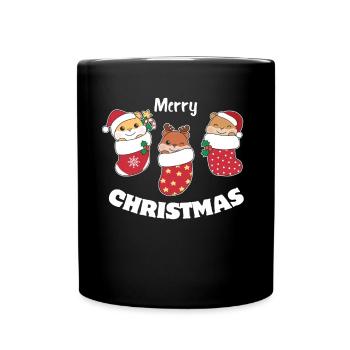 Süße Hamster in Weihnachtssocke zu Weihnachten - Tasse einfarbig - Schwarz - Vorne