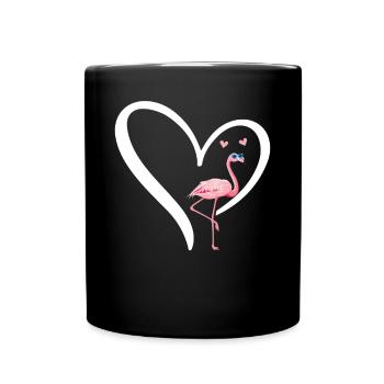 Flamingo Heart Flamingo Lover - Cute Flamingo - Full Colour Mug - black - Front
