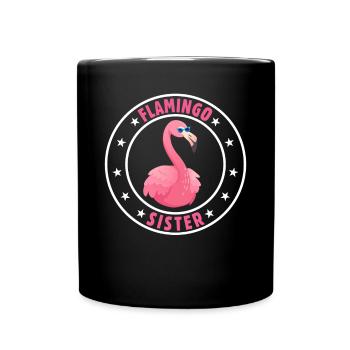 Flamingo Sister Flamingo Sister Flamingo Bird - Full Colour Mug - black - Front