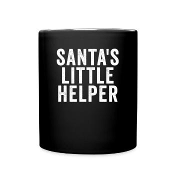 Der kleine Helfer des Weihnachtsmanns. Weihnachtsm - Tasse einfarbig - Schwarz - Vorne