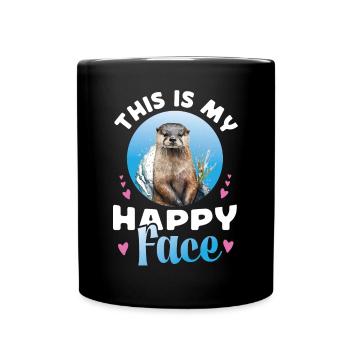 Loutre : c’est mon visage heureux - Mug uni - noir - Devant