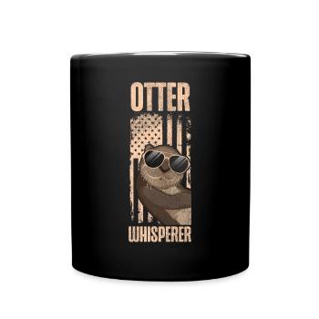 Otter American Flag Otter - Tasse einfarbig - Schwarz - Vorne