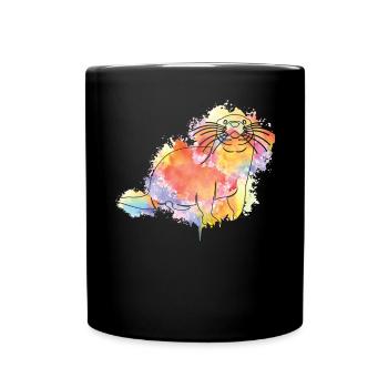 Loutre Aquarelle - Mug uni - noir - Devant