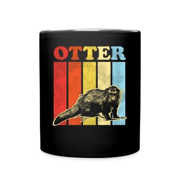 Otter Retro Vintage Otter - Tasse einfarbig - Schwarz - Vorne