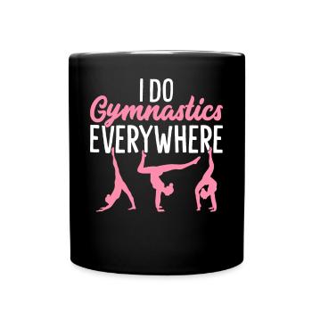 Je fais de la gymnastique partout Gymnaste Acrobate - Mug uni - noir - Devant