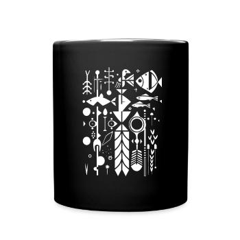Silhouette de pêche - Mug uni - noir - Devant