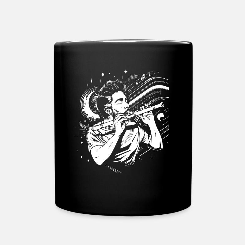 Flötist Zeichnung - Tasse einfarbig - Schwarz