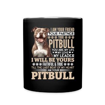 Pitbull Terrier Dog Owner - Full Colour Mug - black - Front