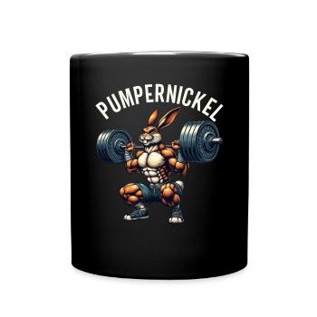 Pumpernickel-Kaninchen Fitnesstrainer Bodybuilder - Tasse einfarbig - Schwarz - Vorne