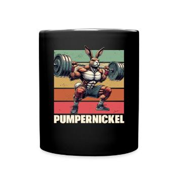 Pumpernickel-Kaninchen Fitnesstrainer Bodybuilder - Tasse einfarbig - Schwarz - Vorne
