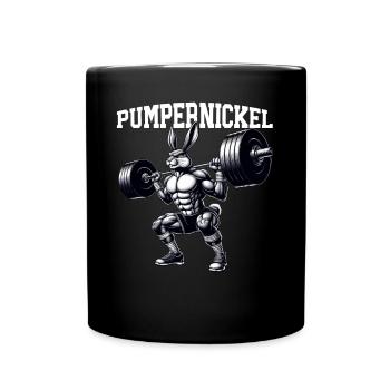Pumpernickel-Kaninchen Fitnesstrainer Bodybuilder - Tasse einfarbig - Schwarz - Vorne