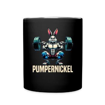 Pumpernickel-Kaninchen Fitnesstrainer Bodybuilder - Tasse einfarbig - Schwarz - Vorne