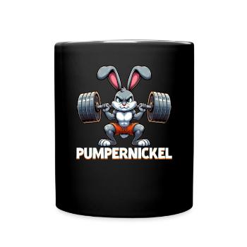 Pumpernickel-Kaninchen Fitnesstrainer Bodybuilder - Tasse einfarbig - Schwarz - Vorne