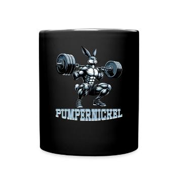 Pumpernickel-Kaninchen Fitnesstrainer Bodybuilder - Tasse einfarbig - Schwarz - Vorne