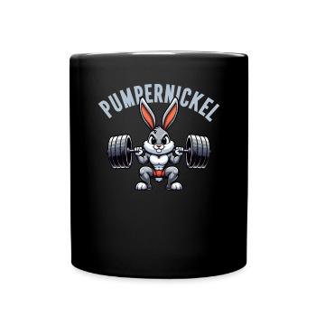 Pumpernickel-Kaninchen Fitnesstrainer Bodybuilder - Tasse einfarbig - Schwarz - Vorne