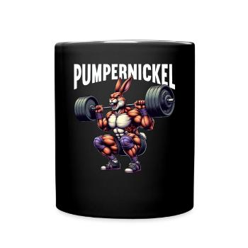 Pumpernickel-Kaninchen Fitnesstrainer Bodybuilder - Tasse einfarbig - Schwarz - Vorne