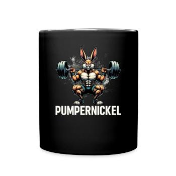 Pumpernickel-Kaninchen Fitnesstrainer Bodybuilder - Tasse einfarbig - Schwarz - Vorne