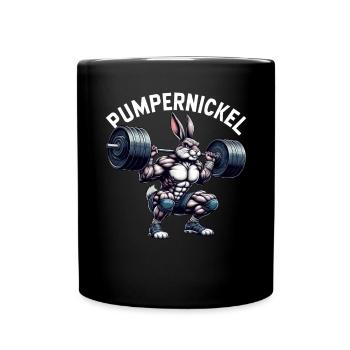 Pumpernickel-Kaninchen Fitnesstrainer Bodybuilder - Tasse einfarbig - Schwarz - Vorne