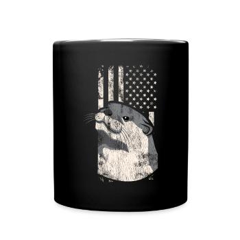 Otter American Flag - Full Colour Mug - black - Front