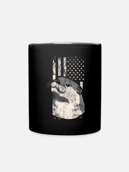 Otter American Flag - Tasse einfarbig - Schwarz