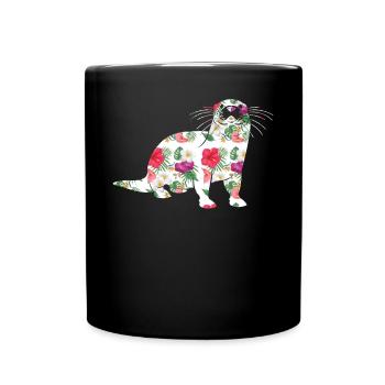 Otter Tropical Flowers Floral - Full Colour Mug - black - Front