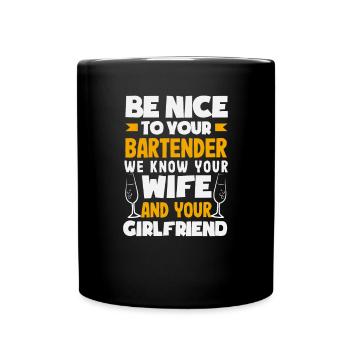 Lustiger Barkeeper Spruch Barkeeper Geschenk - Tasse einfarbig - Schwarz - Vorne