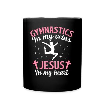 Gymnastik Venen Jesus Herz Turnerin Mädchen Jesus - Tasse einfarbig - Schwarz - Vorne