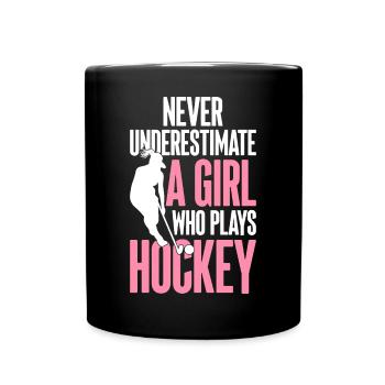 A girl playing hockey player girl - Full Colour Mug - black - Front