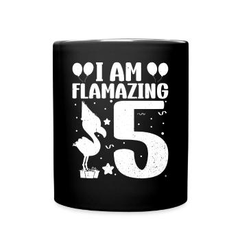Je suis Flamazing 5 ans Flamingo Anniversaire - Mug uni - noir - Devant