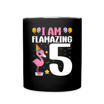 Je suis Flamazing 5 ans Flamingo 5ème anniversaire - Mug uni - noir - Devant
