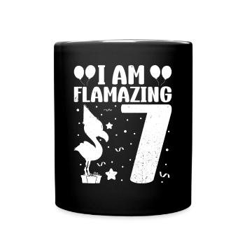 Je suis Flamazing 7 ans Flamingo Anniversaire - Mug uni - noir - Devant