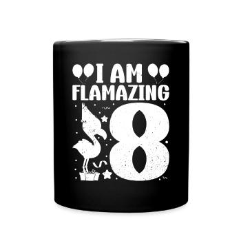 Je suis Flamazing 8 ans Flamingo Anniversaire - Mug uni - noir - Devant