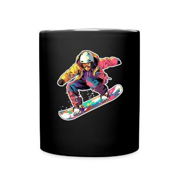 Snowboarder Cartoon Look - Tasse einfarbig - Schwarz - Vorne