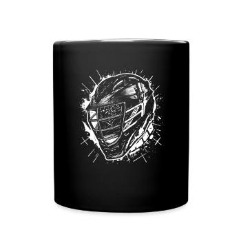 Lacrosse Helmet Drawing - Full Colour Mug - black - Front