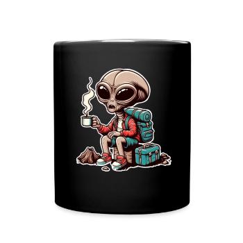 Hiking Alien Coffee Mountains - Full Colour Mug - black - Front