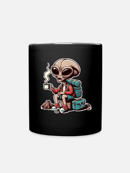 Wandern Alien Kaffee Berge - Tasse einfarbig - Schwarz