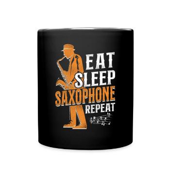 Saxophone Eat Sleep Saxophone - Tasse einfarbig - Schwarz - Vorne