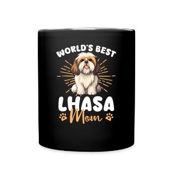 Lhasa Apso Groovy Lhasa Mom - Tasse einfarbig - Schwarz - Vorne