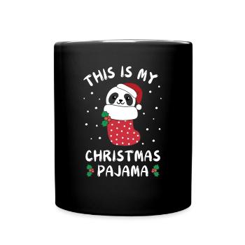 Das Ist Mein Weihnachtspyjama, Süßes Panda - Tasse einfarbig - Schwarz - Vorne