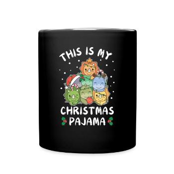 Weihnachten Dinosaurier Weihnachts Schlafanzug - Tasse einfarbig - Schwarz - Vorne