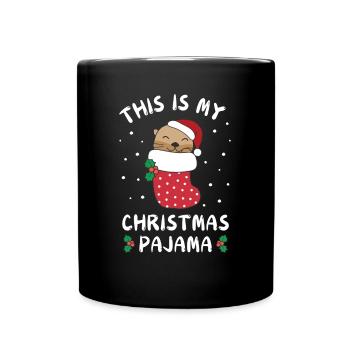 Das Ist Mein Weihnachtspyjama, Süßes Otter - Tasse einfarbig - Schwarz - Vorne